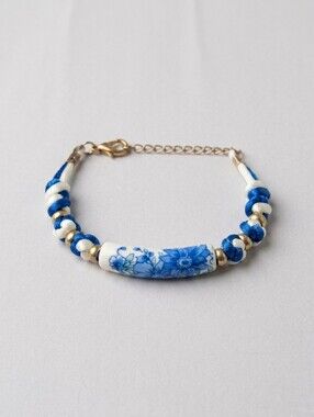 Blue and White Porcelain Floral Bracelet - Women Jewelry